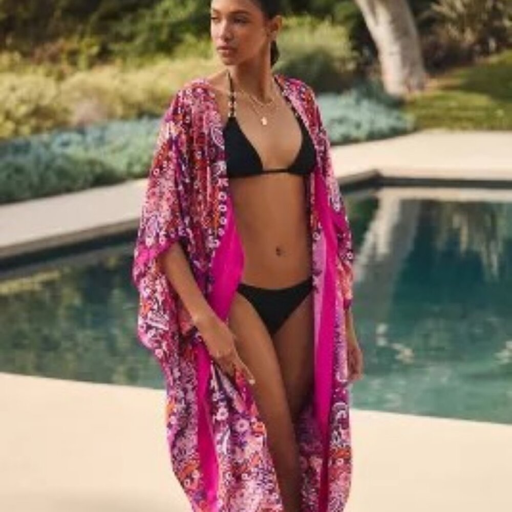 Anthropologie pink printed Kaftan